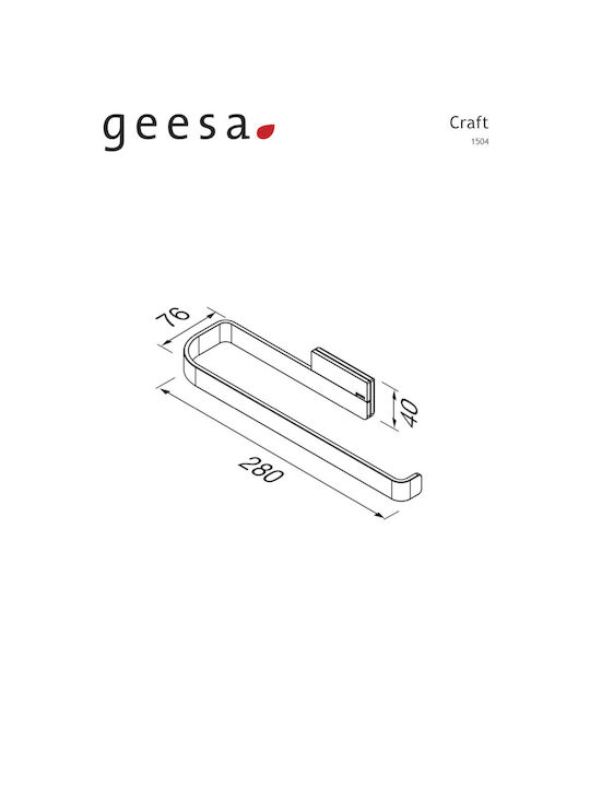 Geesa Κρίκος Μπάνιου Μονός με Βίδες ​28x4cm Inox Ασημί