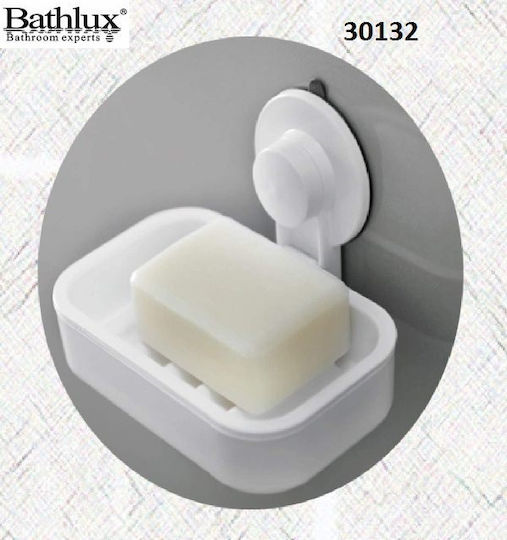 Bathlux Plastic Soap Dish Wall Mounted with Suction Cup White