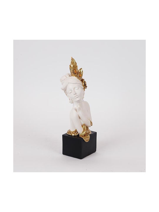 Table Decorative Sculpture Woman Flower White & Gold 10.5x9x28.5cm 14066 752-27199