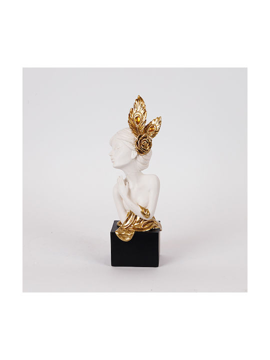 Table Decorative Sculpture Woman Flower White & Gold 10.5x9x28.5cm 14066 752-27199