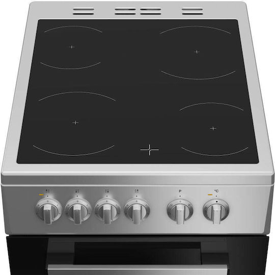 Indesit Κουζίνα 55lt με Κεραμικές Εστίες Π50εκ. Inox