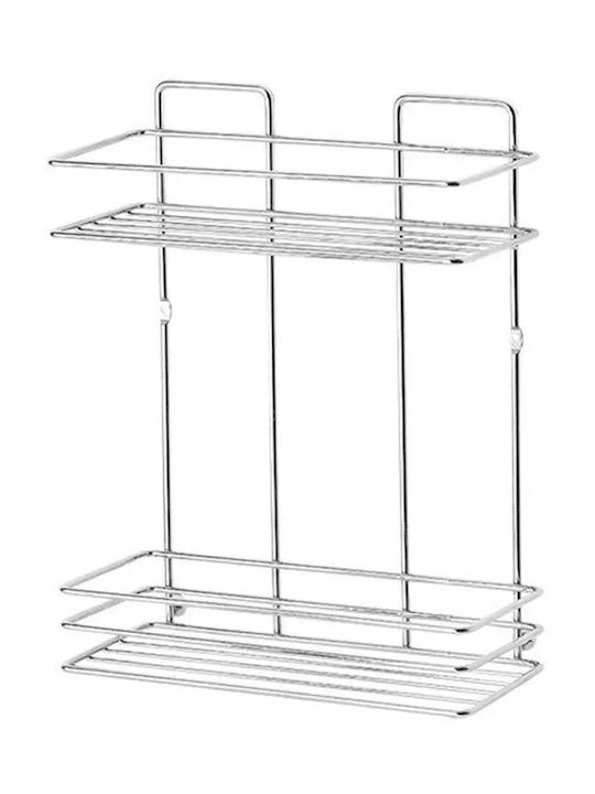 Metalife Montat pe perete Raft Baie Metal cu 2 Rafturi 24x11x30cm Argintie