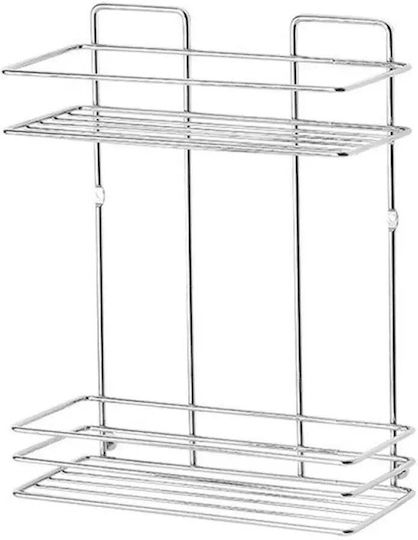 Metalife An der Wand montiert Badezimmerregal Metallisch mit 2 Regalböden 24x11x30cm Silber
