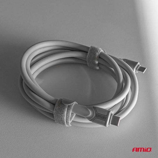 AMiO USB 2.0 Cable USB-C male - USB-C 60W Λευκό 2m 04292