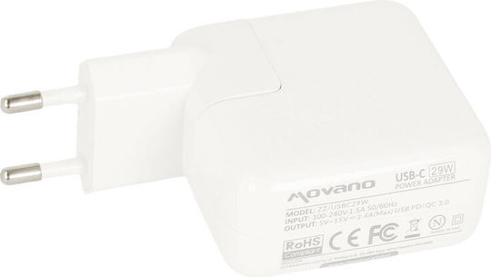Alimentator Movano 29W USB Type-C USB-C Alb