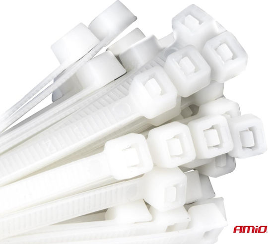 AMiO Plastic Cable Ties 300mmx3.6mm In White Colour 100 Pieces 04309