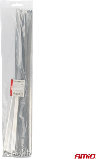 AMiO Δεματικά Καλωδίων Πλαστικά 600mmx7.9mm σε Γκρι χρώμα (100τμχ) (04327)