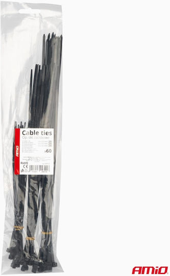 Δεματικα Δετικα Καλωδιων Tie Wrap Ταιραπ 3.6x200mm 3.6x300mm 4.6x350mm Μαυρο Χρωμα Σετ Αμιο 60 Τεμ