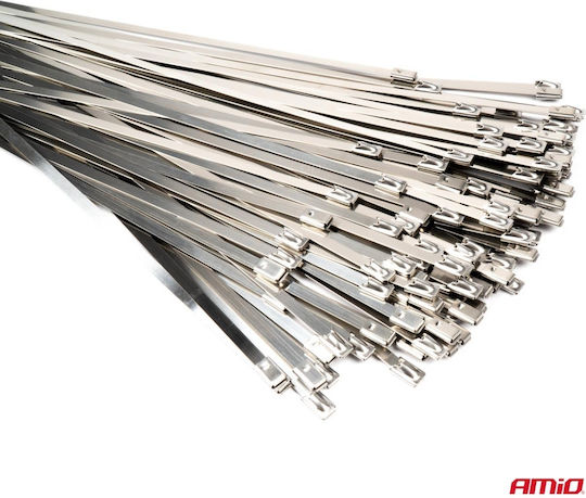 AMiO Δεματικά Καλωδίων Πλαστικά 600mmx7.9mm σε Γκρι χρώμα (100τμχ) (04327)