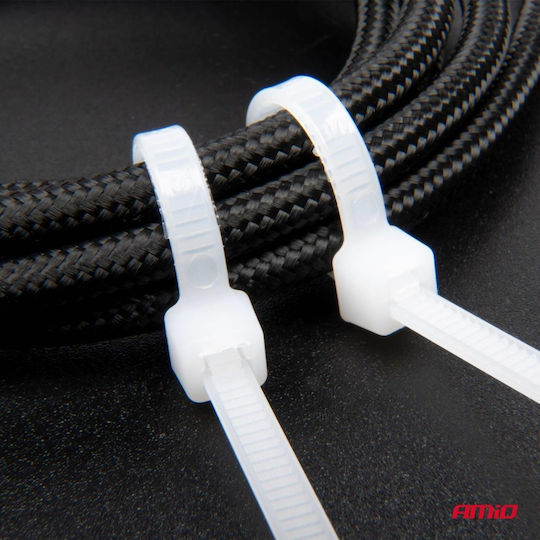 AMiO Δεματικά Καλωδίων Πλαστικά 150mmx3.6mm σε Λευκό χρώμα (100τμχ) (04308)