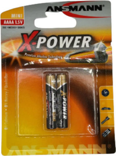 Ansmann 2 Pack Alkaline Batteries AAAA X-Power 1.5V