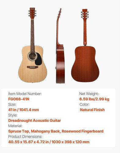 Vevor Acoustic Guitar Natural