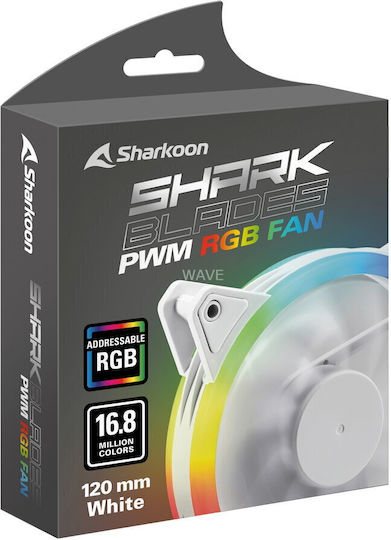 Sharkoon Shark Blades Case Fan 120mm 1400rpm With RGB Lighting And 4-Pin PWM Connection White