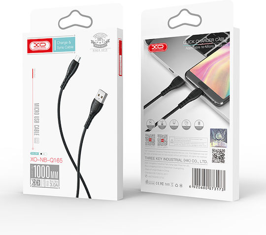 XO NB-Q165 Regular USB 2.0 to micro USB Cable Λευκό 1m