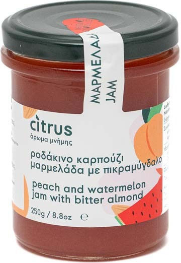 Citrus Marmelade Wassermelone und Pfirsich mit Bittermandelgeschmack 250gr