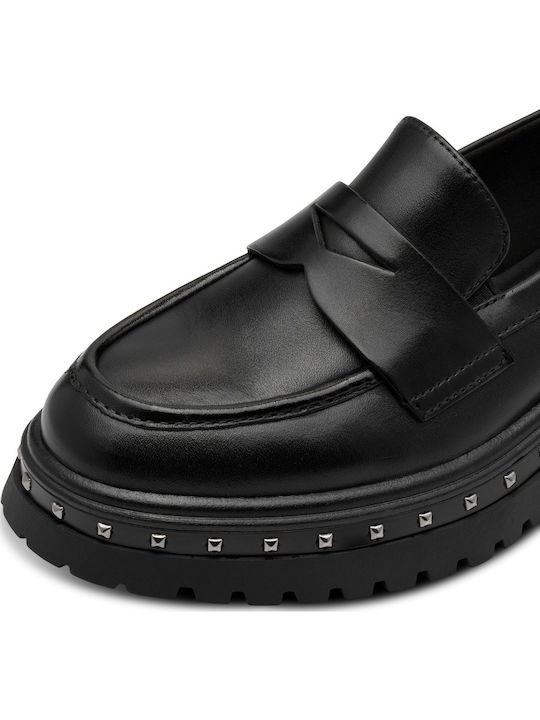 Leder Damen Mokassins in Schwarz Farbe