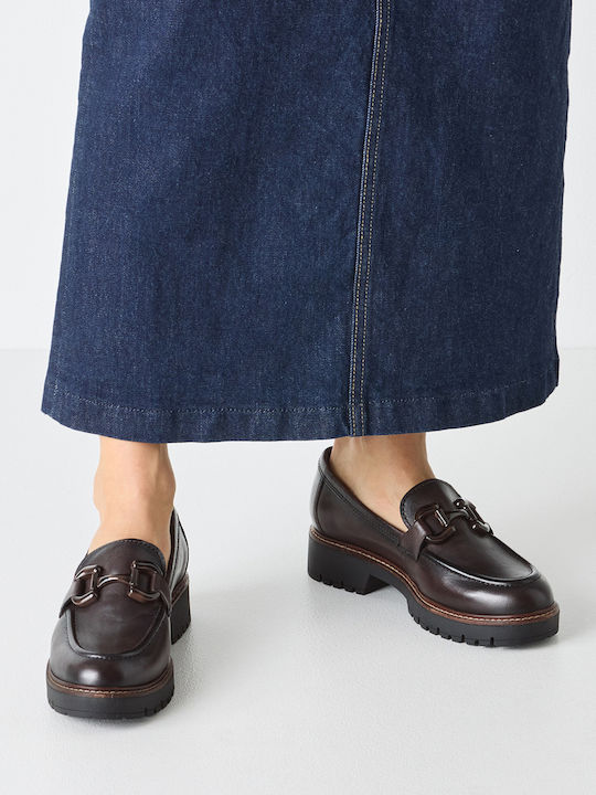 Leather Women's Moccasins in Brown Color