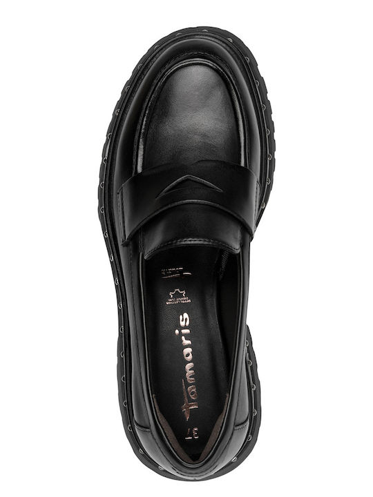 Leder Damen Mokassins in Schwarz Farbe