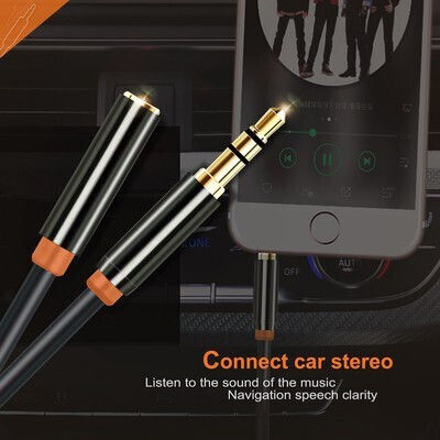 Cabletime 3,5mm Klinkenkabel 3,5mm Stecker - 3,5mm Buchse Schwarz 1m mit Vergoldeten Anschlüssen CT-AV311-P11FG