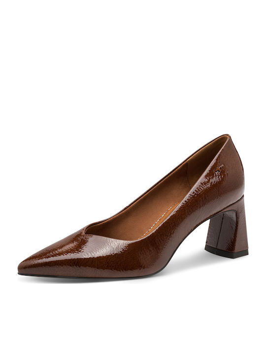 Patent Leather Pointed Toe Brown Medium Heels