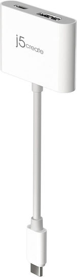 J5create Converter USB-C male to DisplayPort / HDMI female White 1pcs JCA152-N