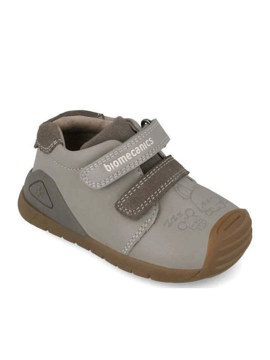Anatomical Leather Kids Boots with Zipper Gray