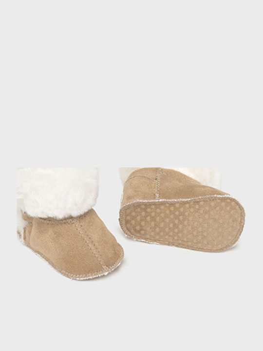 Kids Boots Suede Barefoot with Hoop & Loop Closure Beige