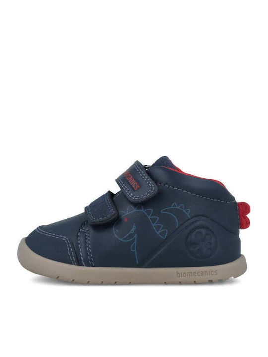Ocean Anatomical Leather Kids Boots with Velcro Blue