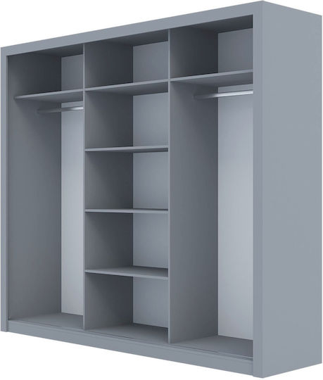 Ușă triplă Dulap de Haine Glisare Grandio Gri 250x60x215cm