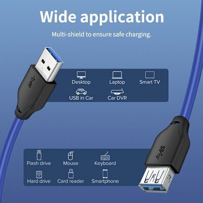 Cabletime 2m USB 3.0 Cable A-Male to A-Female Blue (CT-C160-U3-AMAF-BL2)
