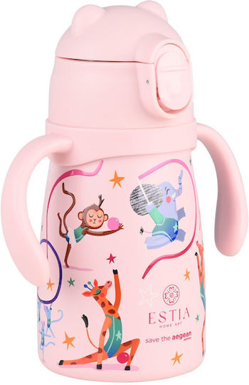 Estia Bubble Bottle Save The Aegean Kids Water Bottle Thermos Stainless Steel with Pop-Up Cap Non Spill Wild Stunts 300ml