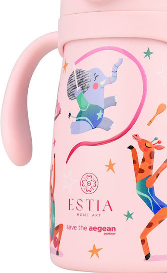 Estia Bubble Bottle Save The Aegean Kids Water Bottle Thermos Stainless Steel with Pop-Up Cap Non Spill Wild Stunts 300ml