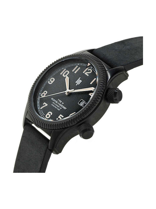 Lip Watches Men's Watch Automatic with Black Leather Strap