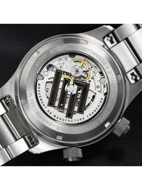 Lip Watches Мъжки Часовник Автоматичен със Сребрист Атален Гривна