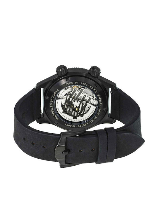 Lip Watches Men's Watch Automatic with Black Leather Strap