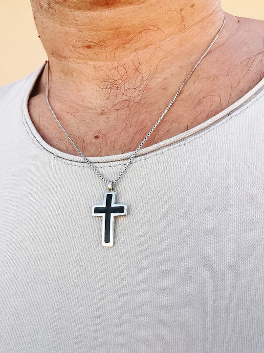 Aris Dentopoulos Jewellery Ανδρικός Σταυρός από Ασήμι με Αλυσίδα