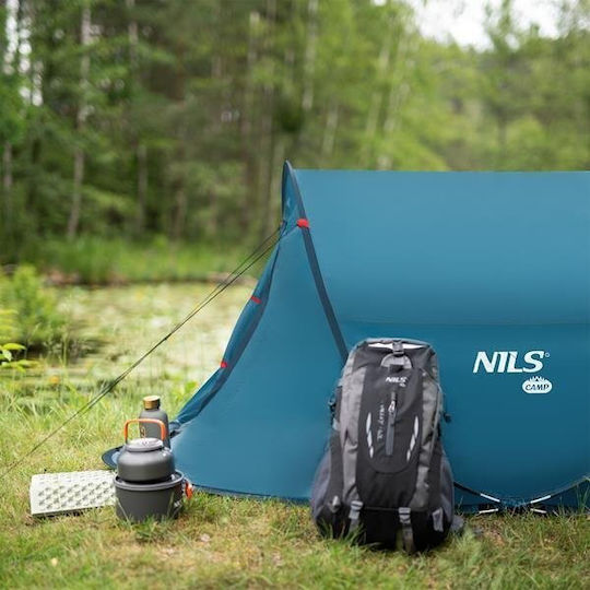 Nils Camping Tent Pop Up Blue 3 Seasons 220x120x95cm