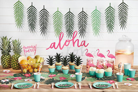 PartyDeco Tropical Leaves Aloha Table Decoration for Party 6 Pieces 14.5cm