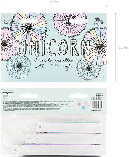 PartyDeco Set Papierfächer Hängendes Ornament für Party 3 Stück