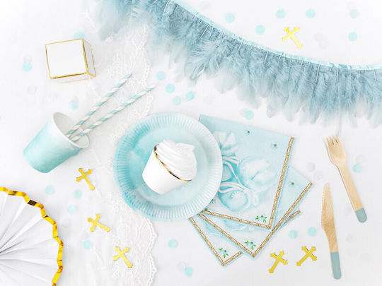 PartyDeco Feather Garland for Party in Light Blue Colour 100cm