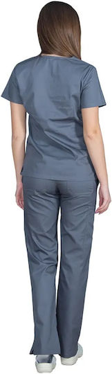 Alezi Women's Gray Pants & Blouse Set Cotton and Polyester