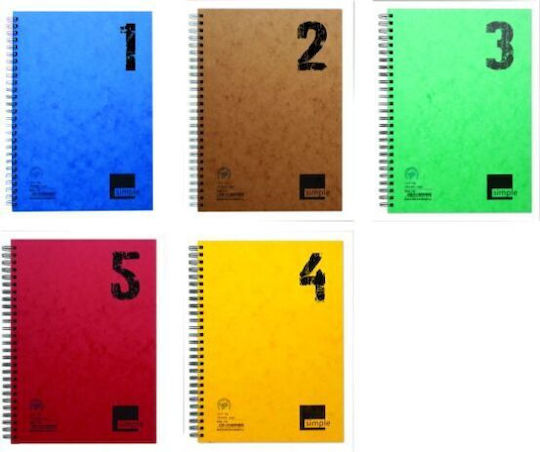 A&G Paper Spiral Heft Geregelt B5 150 Blätter 5 Themen Simple 1Stück (Μiverse Farben)