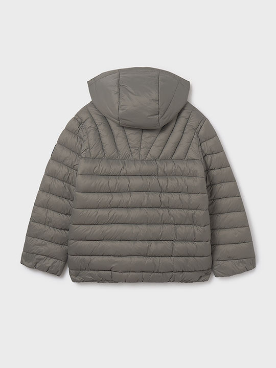 Kids Casual Long Jacket with Hood Stone