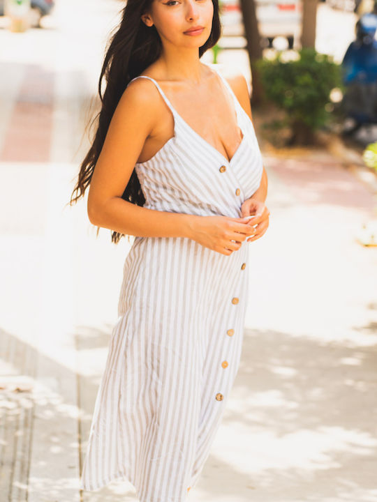 Summer Maxi Shirt Dress Striped