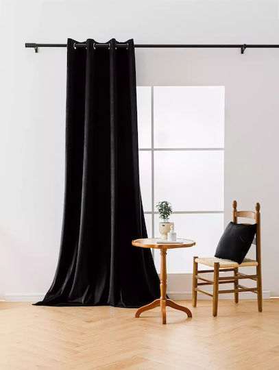 Cotton Market Κουρτίνα Συσκότισης με Τρουκς Μαύρη 140x270εκ.