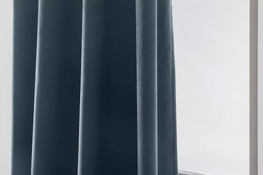 Cotton Market Завеса Затъмнение с Копчета Син 140x250бр