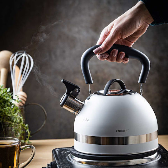 KING Hoff Retro Kettle Stainless Steel White 1800ml