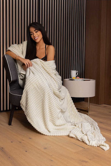 Cotton Market Decke Vlies Einzel 170x210cm Cream