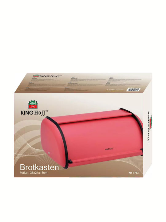 KING Hoff Bread Box with Lid Inox Red 36x24x15cm