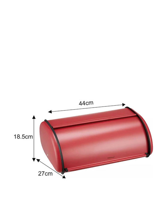 KING Hoff Bread Box with Lid Inox Red 44x27cm